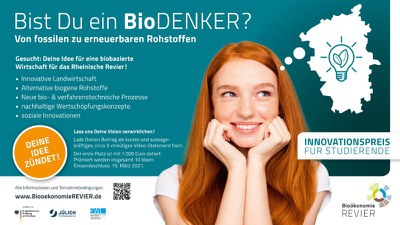 "Bist Du ein BioDENKER?": Erster Innovationspreis zu biobasiertem Wirtschaften für Studierende im Rheinischen Revier